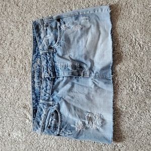 American eagle denim cut off skirt